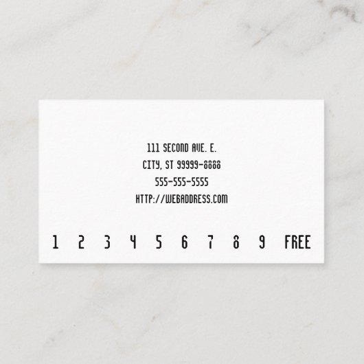 Stambeker in handverticale Punchcard Klantenkaartje (Achterkant)