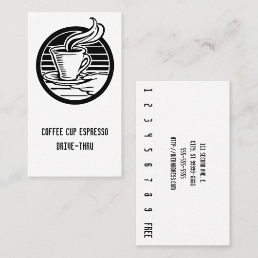 Stambeker in handverticale Punchcard Klantenkaartje (Voorkant / Achterkant)