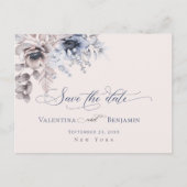 Stamblauw beige florelegant Sla de datum op Briefkaart (Voorkant)