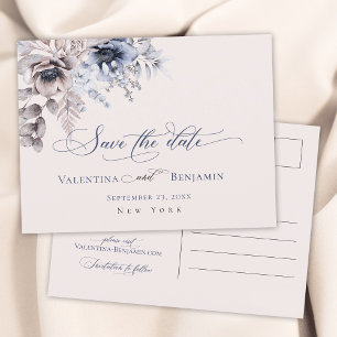Stamblauw beige florelegant Sla de datum op Briefkaart