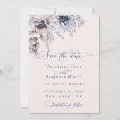 Stamblauw beige florelegant Sla de datum op Save The Date (Voorkant)