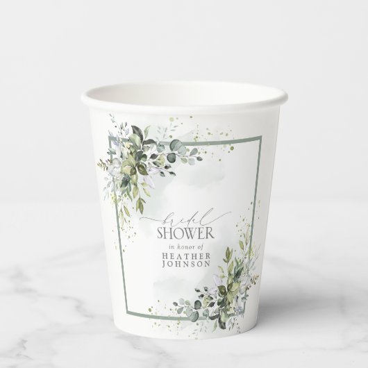 Stamblauw Eucalyptus Botanisch Vrijgezellenfeest Papieren Bekers (Achterkant)