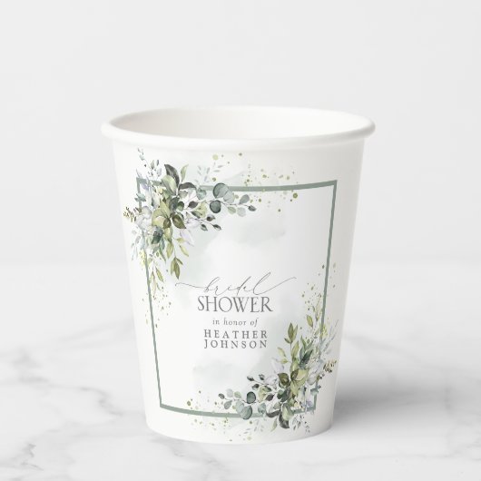 Stamblauw Eucalyptus Botanisch Vrijgezellenfeest Papieren Bekers (Voorkant)