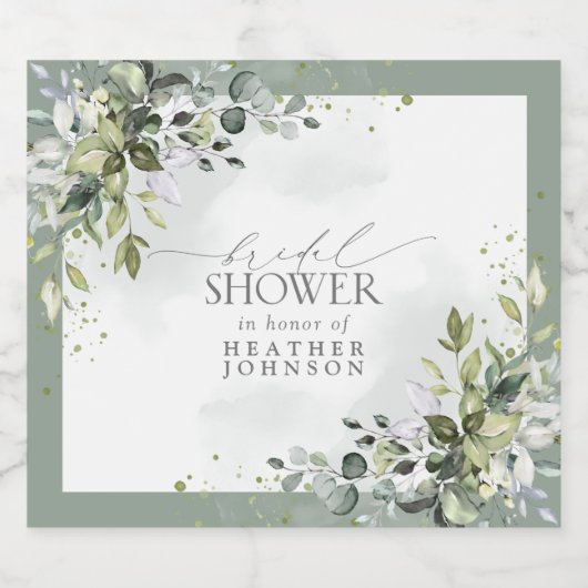 Stamblauw Eucalyptus Botanisch Vrijgezellenfeest Sparkling Wijnetiket (Enkel label)