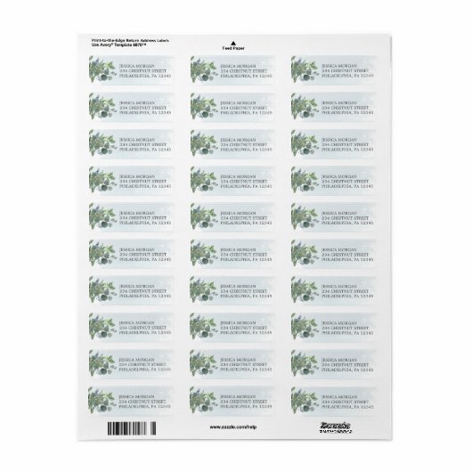 Stamblauw Eucalyptus Return Address Label (Full Sheet)