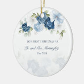 Stamblauw Eucalyptus Succulente Couples Keramisch Ornament (Links)