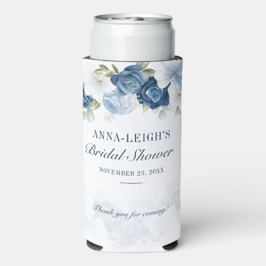 Stamblauw Floral Eucalyptus Vrijgezellenfeest Seltzer Blikjeskoeler (Seltzer Achterkant)