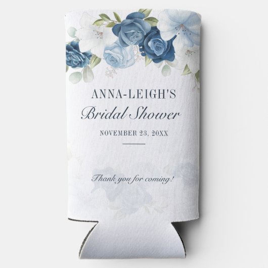 Stamblauw Floral Eucalyptus Vrijgezellenfeest Seltzer Blikjeskoeler (Achterkant)