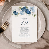 Stamblauw Floral Tabel Nummer 12 Zitkuur Kaart