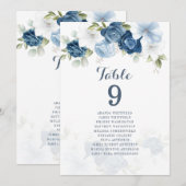 Stamblauw Floral Tabel Nummer 9 Zitkuur Kaart (Voorkant / Achterkant)