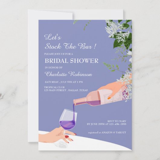 Stamblauw Floral Vrijgezellenfeest Kaart (Voorkant)