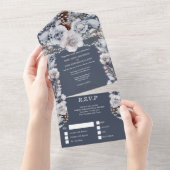 Stamblauw grijs roos licht alles in all in one uitnodiging (Afscheurbaar)