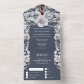 Stamblauw grijs roos licht alles in all in one uitnodiging (Binnen)