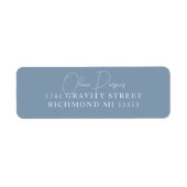 Stamblauw modern minimaal scriptlabel etiket (Voorkant)