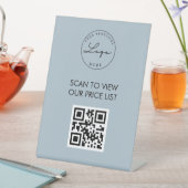 Stamblauw Scan me QR-menu Prijslijst Reclamebord Met Voetstuk (Insitu)