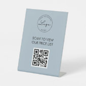Stamblauw Scan me QR-menu Prijslijst Reclamebord Met Voetstuk (Voorkant)