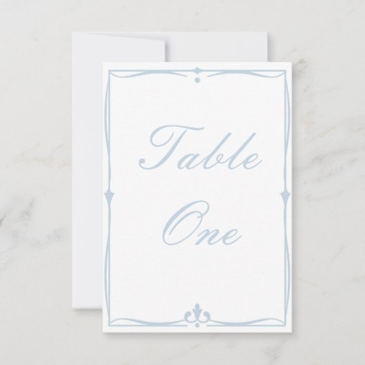 Stamblauw tabelnummer RSVP kaartje (Voorkant)