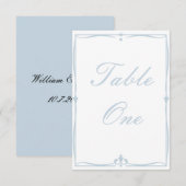 Stamblauw tabelnummer RSVP kaartje (Voorkant / Achterkant)