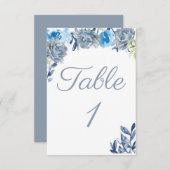 Stamblauw tabelnummer RSVP kaartje (Voorkant / Achterkant)