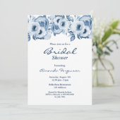 Stamblauw, waterkleurig, bloemwit vrijgezellenfees kaart (Staand voorkant)