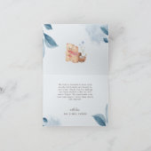 Stamblauw Waterverf Botanische Beren Baby shower Bedankkaart (Binnen)
