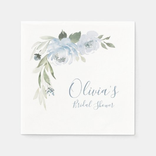 Stamblauw waterverf floreel vrijgezellenfeest servet (Voorkant)