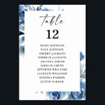 Stamblauwe en blauwe platte tabelkaart kaart<br><div class="desc">Maak uw bruiloft of partijtafels los met uw Dusty Blue & Blue Floral Table Number Seating Chart</div>