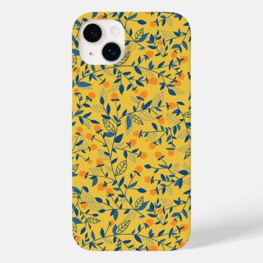 Stambloemen in blauw en geel Case-Mate iPhone case (Achterkant)