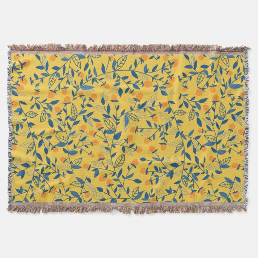 Stambloemen in blauw en geel deken (Voorkant)