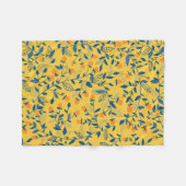 Stambloemen in blauw en geel fleece deken (Voorkant (Horizontaal))
