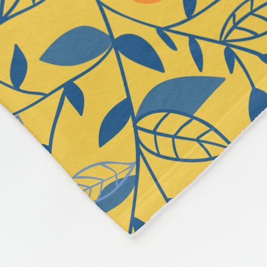 Stambloemen in blauw en geel fleece deken (Hoek)