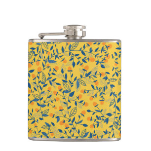 Stambloemen in blauw en geel heupfles