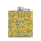 Stambloemen in blauw en geel heupfles (Achterkant)