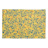 Stambloemen in blauw en geel kussensloop (Achterkant)