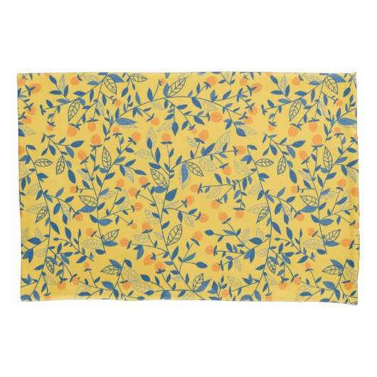 Stambloemen in blauw en geel kussensloop (Voorkant)