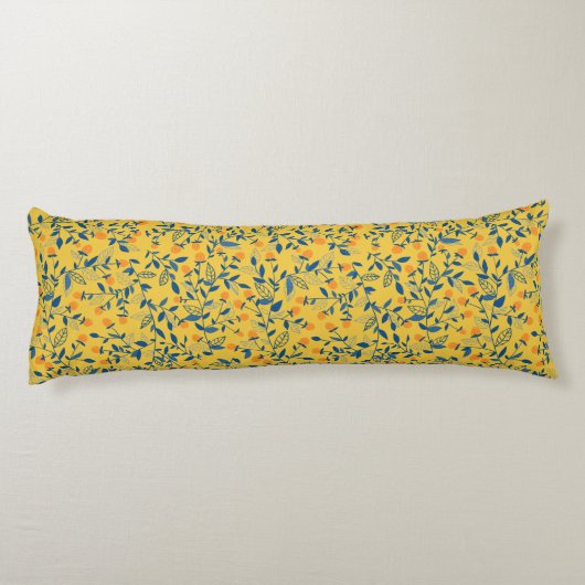 Stambloemen in blauw en geel lichaamskussen (Achterkant)