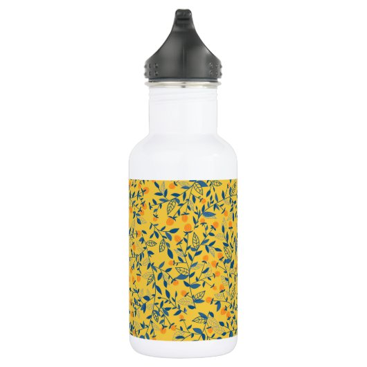 Stambloemen in blauw en geel waterfles  (Rechts)