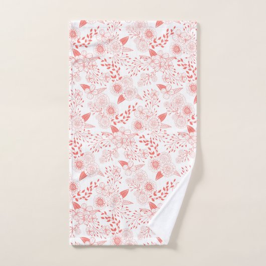 Stambloemen in levend koraal bad handdoek (Handdoek)