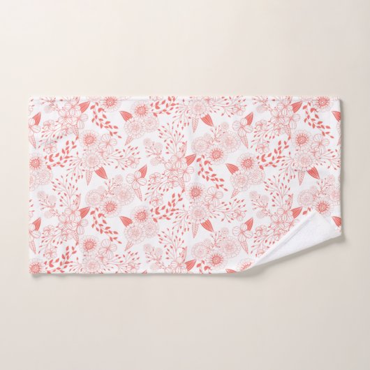 Stambloemen in levend koraal bad handdoek (Handdoek)