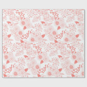 Stambloemen in levend koraal cadeaupapier (Vlak)