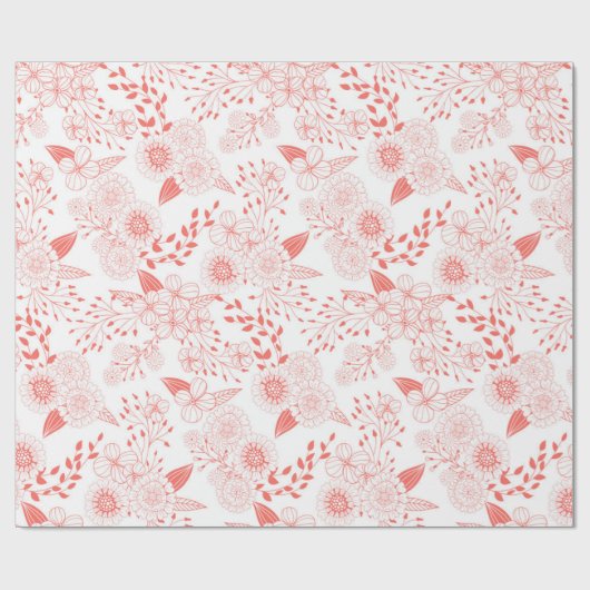 Stambloemen in levend koraal cadeaupapier (Vlak)