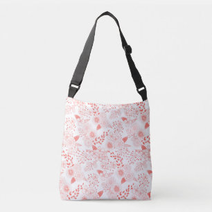 Stambloemen in levend koraal crossbody tas