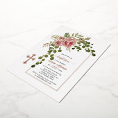 Stambloemen van roos, baptisme van zetmeel, roos g folie uitnodiging (Gedraaid)