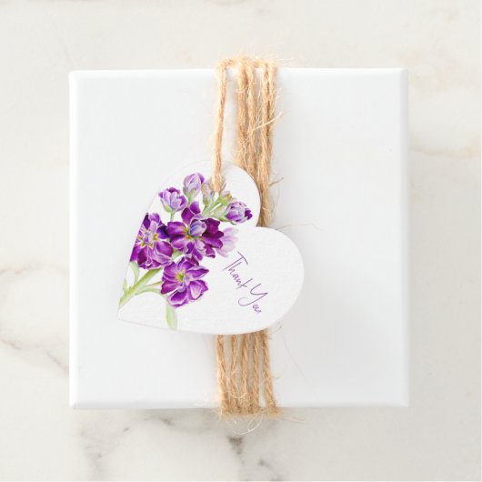 Stambloemen waterverf kunst paars bedankt bedankjes labels (In situ)
