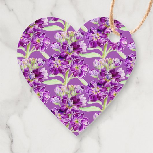 Stambloemen waterverf kunst paars bedankt bedankjes labels (Achterkant)