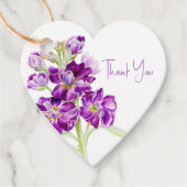 Stambloemen waterverf kunst paars bedankt bedankjes labels (Voorkant)
