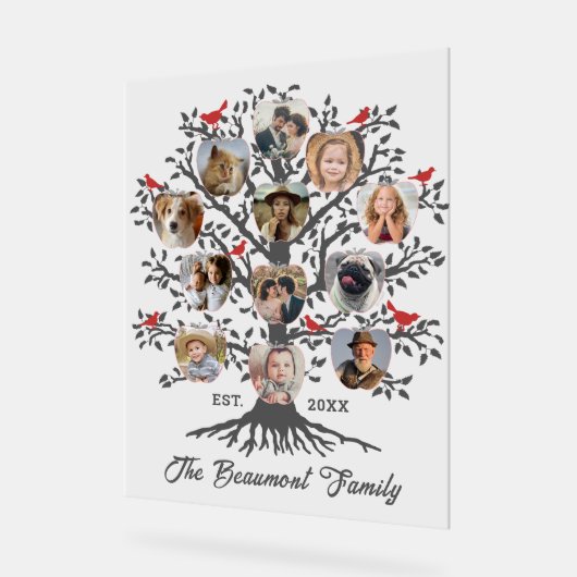 stamboom 12 fotocollage aangepaste naam en datum acryl bord (Hoek)