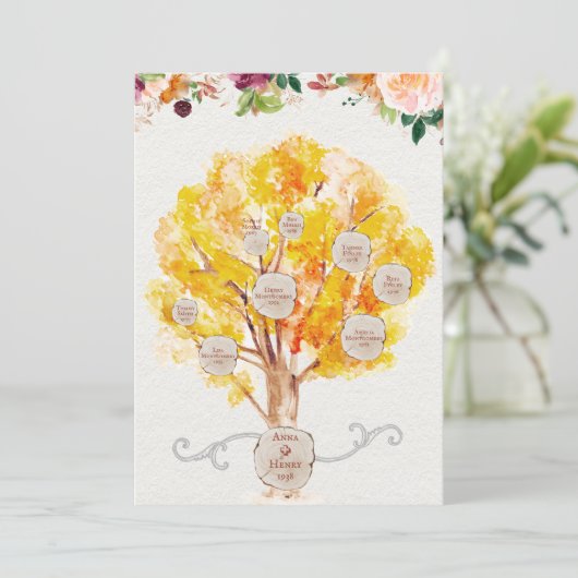 Stamboom Esdoornbladeren Genealogie Verwantschap K Bedankkaart (Staand voorkant)