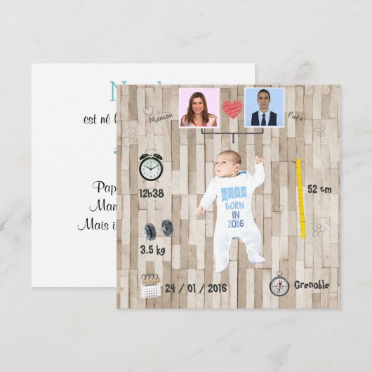 Stamboom ⎮ geboorteplaats aankondiging (Voorkant / Achterkant)