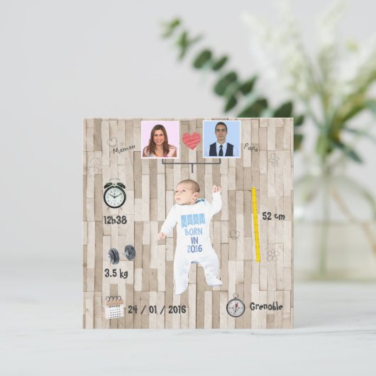 Stamboom ⎮ geboorteplaats aankondiging (Staand voorkant)